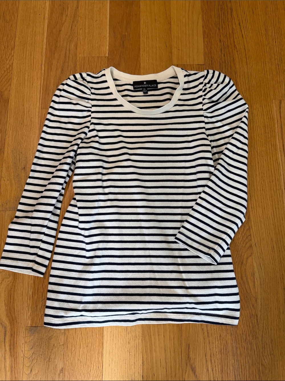 Pomander Place navy stripe top